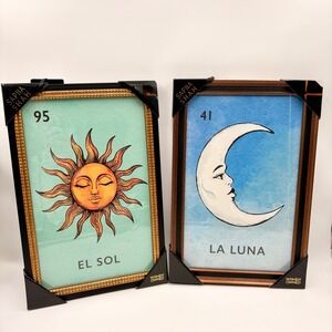 Sapna Shah Loteria El Sol La Luna Framed Art Set 2 Sun Moon Celestial